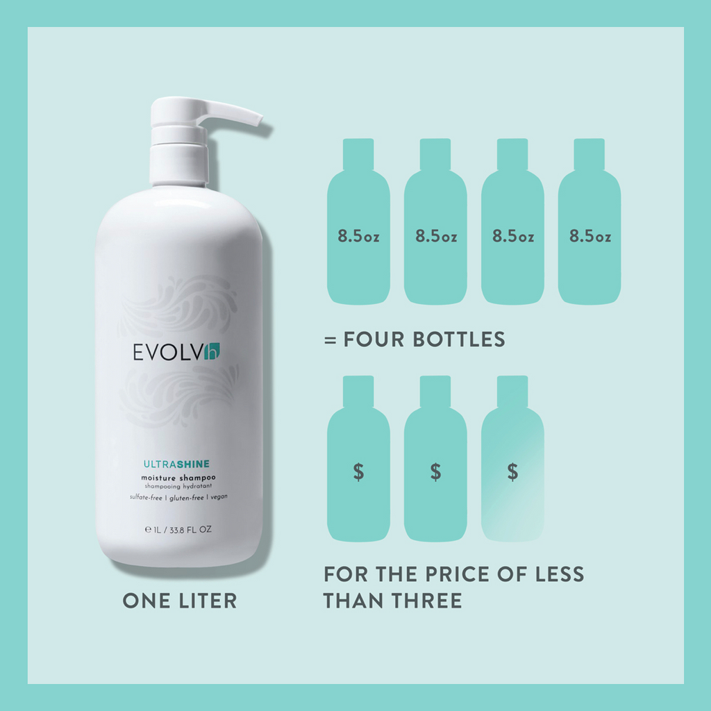 EVOLVh  UltraShine Moisture Shampoo & Conditioner Liter Duo